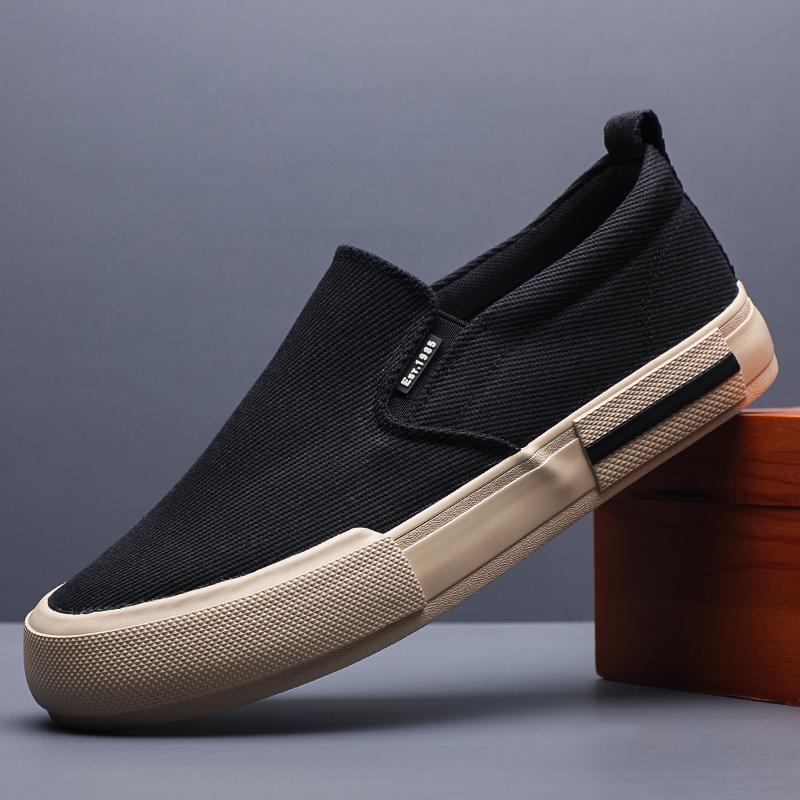 Herren Canvas Schuhe Mode Lässig Leicht Rutschfest Slipper Gewaschener Denim Flache Schuhe Outdoor Sneaker Vulkanisierte Schuhe
