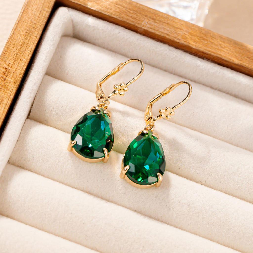 Korean Fashion Water Drop Tassel Earrings - Retro Gemstone Court Style, Simple & Elegant for Women