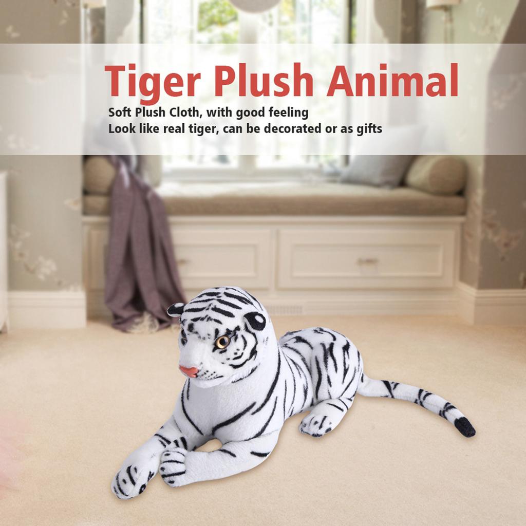 Artificial Tiger Plush Animal Realistic Big Cat White Soft Stuffed Toy Pillow