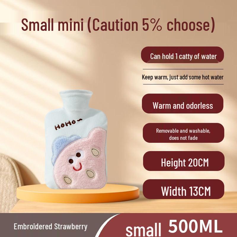 Explosion-Proof Hot Water Bottle with Cute Plush Cover - Ideal for Abdomen and Bed Warmth