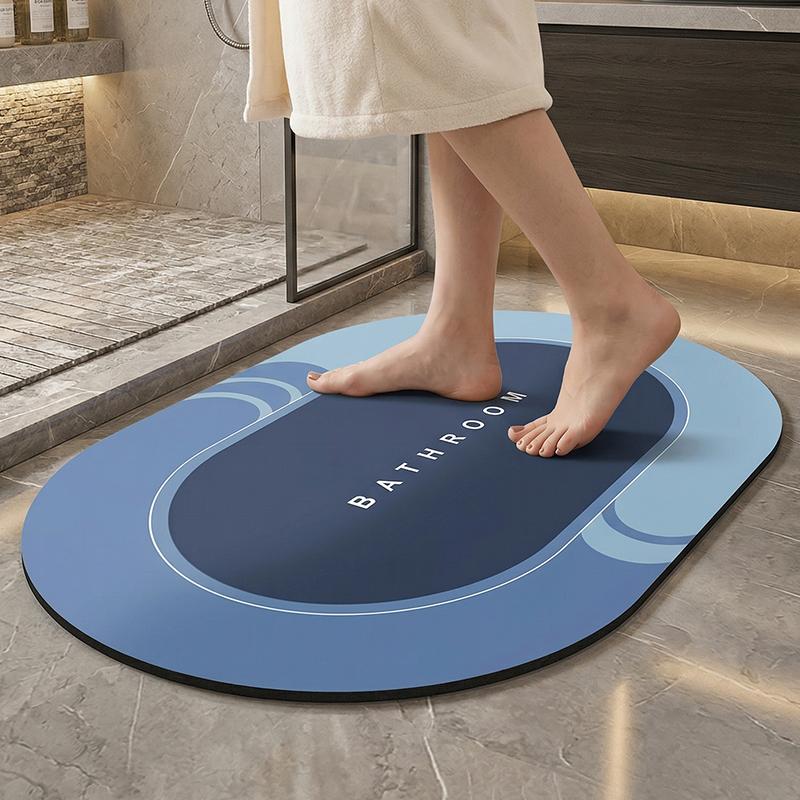 Super Absorbent Diatom Mud Bath Mat Non-Slip Quick Dry Bathroom Rug with Rubber Backed Soft Diatomite Floor Mat for Shower