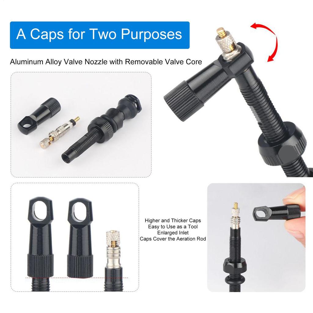 Bike Tire Valve Stem Tubeless Valve Core with Square Base and Washers Wheel Parts for Child Cyclist Sooter Outdoor Men Dirt
