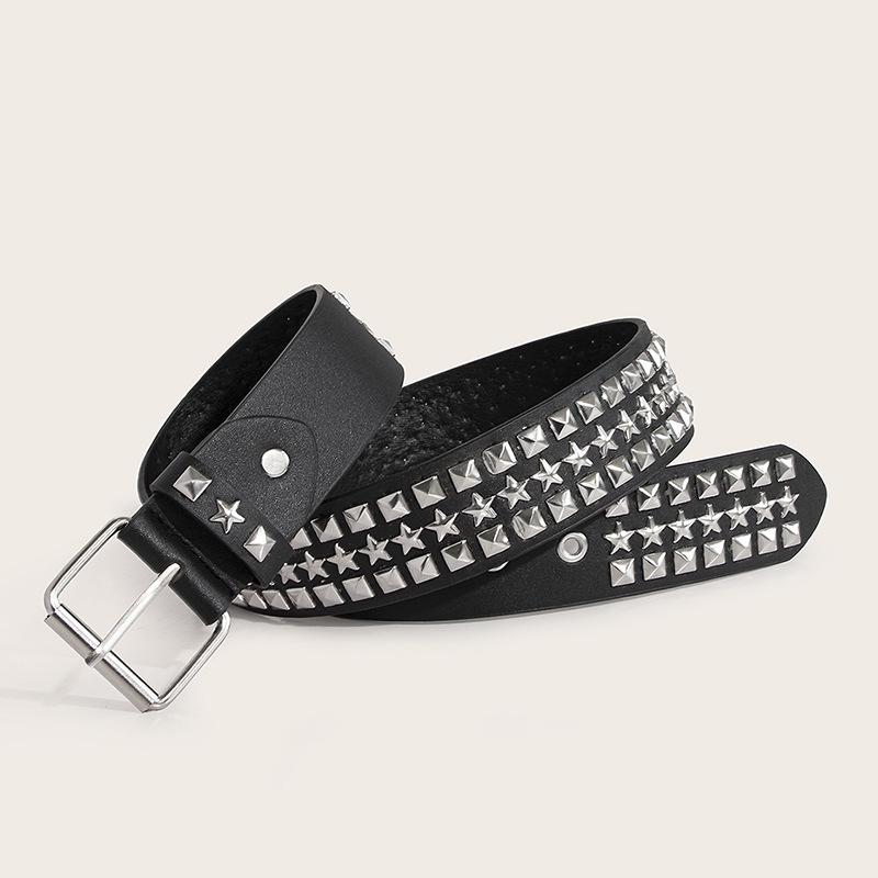 Women's European and American Fashion Rivet Punk Five-pointed Star Eyes Hot Girl Heavy Industry Jeans Belt Decorative Belt