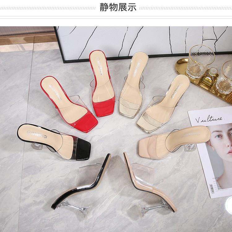 2025 summer new fish mouth women's cool slippers sexy wine glass heel high heels