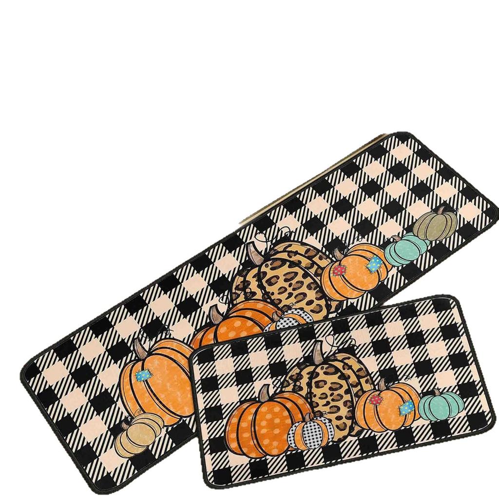 Thanksgiving Kitchen Mat Autumn Pumpkin Oil-Absorbing Dirt-Resistant Non-Slip Floor Mat Porch Easy To Take Care Of Foot Mat
