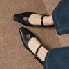 Krazing Pot Microfiber Square Toe Thick Med Heels Spring Summer Shoes Big Size 43 Metal flowers Women Shallow Pumps