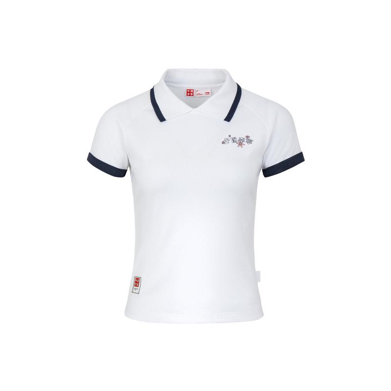 Li Ning X Henry Jones Artist Limited Edition Slim Fit Short Sleeve Polo Shirt Women tops White APLW572-2