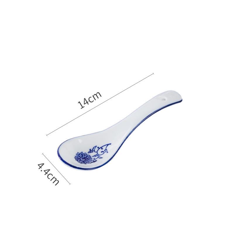 

Porcelain Blue & White Long-Handle Soup and Rice Spoon