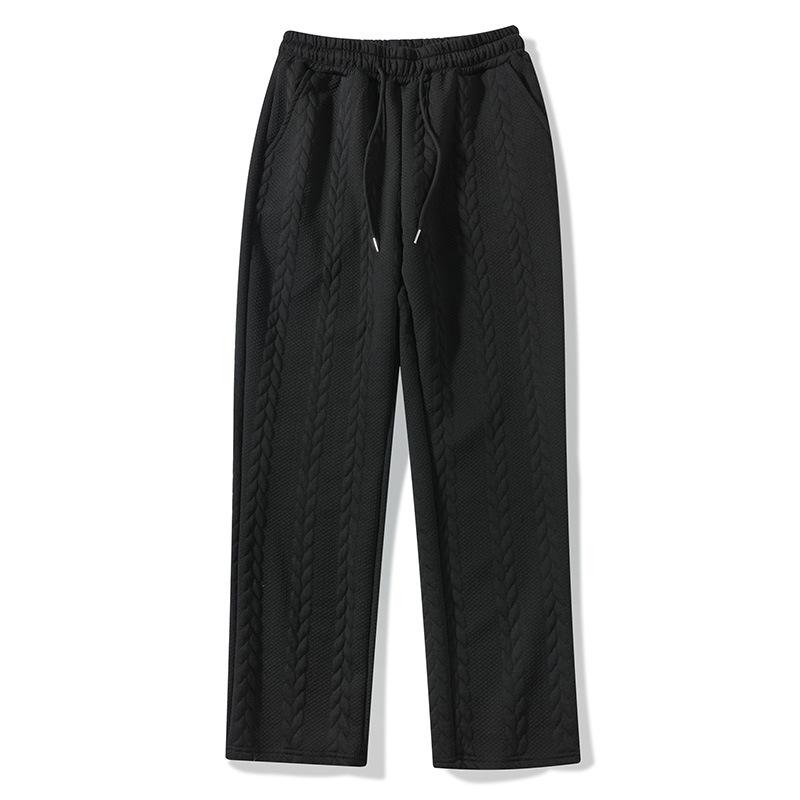 New Sports and Leisure Loose Solid Color Lace Shrink Wide Leg Autumn Men's Straight Fashion