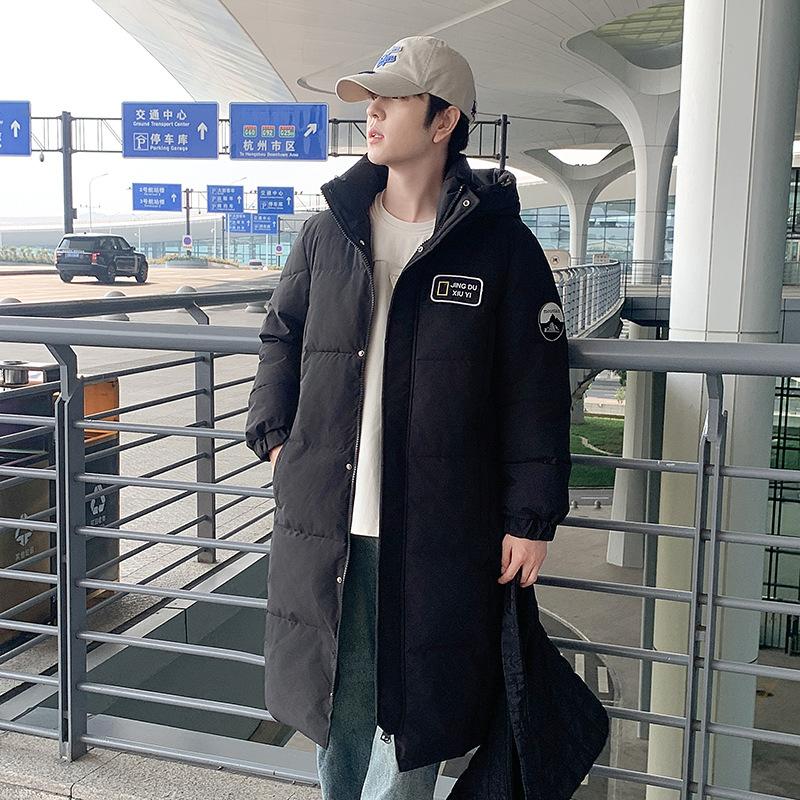 

Пальто зимнее парное для мужчин и женщин с пуховой хлопковой подкладкой, корейская версия свободного длинного хлопкового пальто до колена 3XL