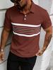 Mens Casual Short Sleeve Striped Polo Shirt Summer Style