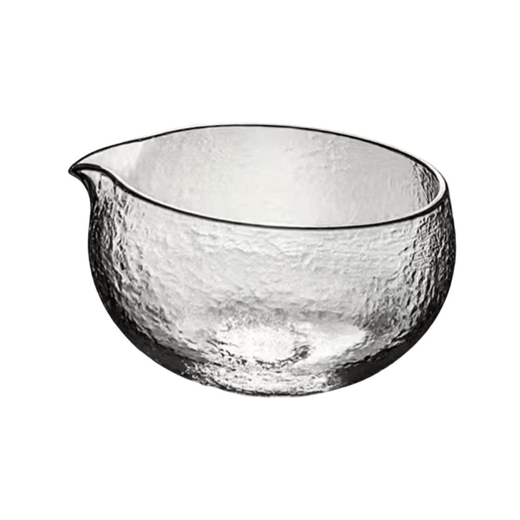 Matcha Hammered Glass Bowl Glass Tea Accessories Handcrafted with Spout