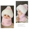 Hat Soft Winter Outdoor Knit Hat Women Wool Knitted Hat Ski Hat Sets Plush Fleece Windproof Thick Scarf Collar Warm Pullovers Masked Hats