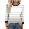 Women's Fashion Casual Seven Sleeve T-Shirt Print Round Neck Top