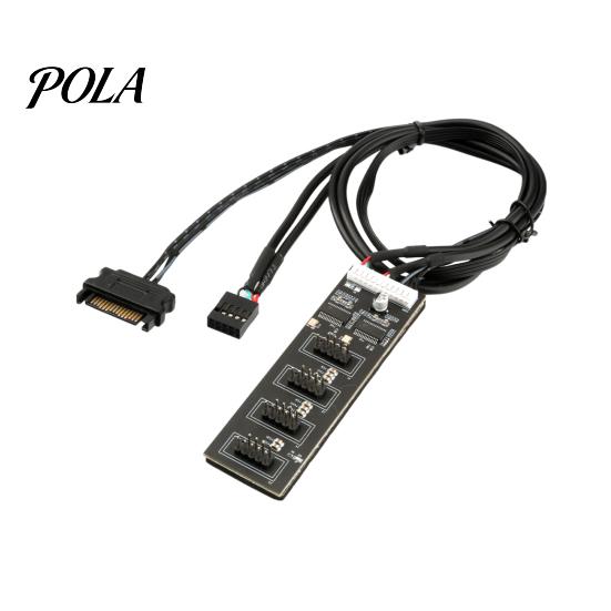 RGB Light USB Splitter 2.0 Header with SATA Power Cable 1 to 4 9Pin Motherboard 9-pin Internal Hub Extension Adapter for CPU WiFi Receiver Cooling Fan