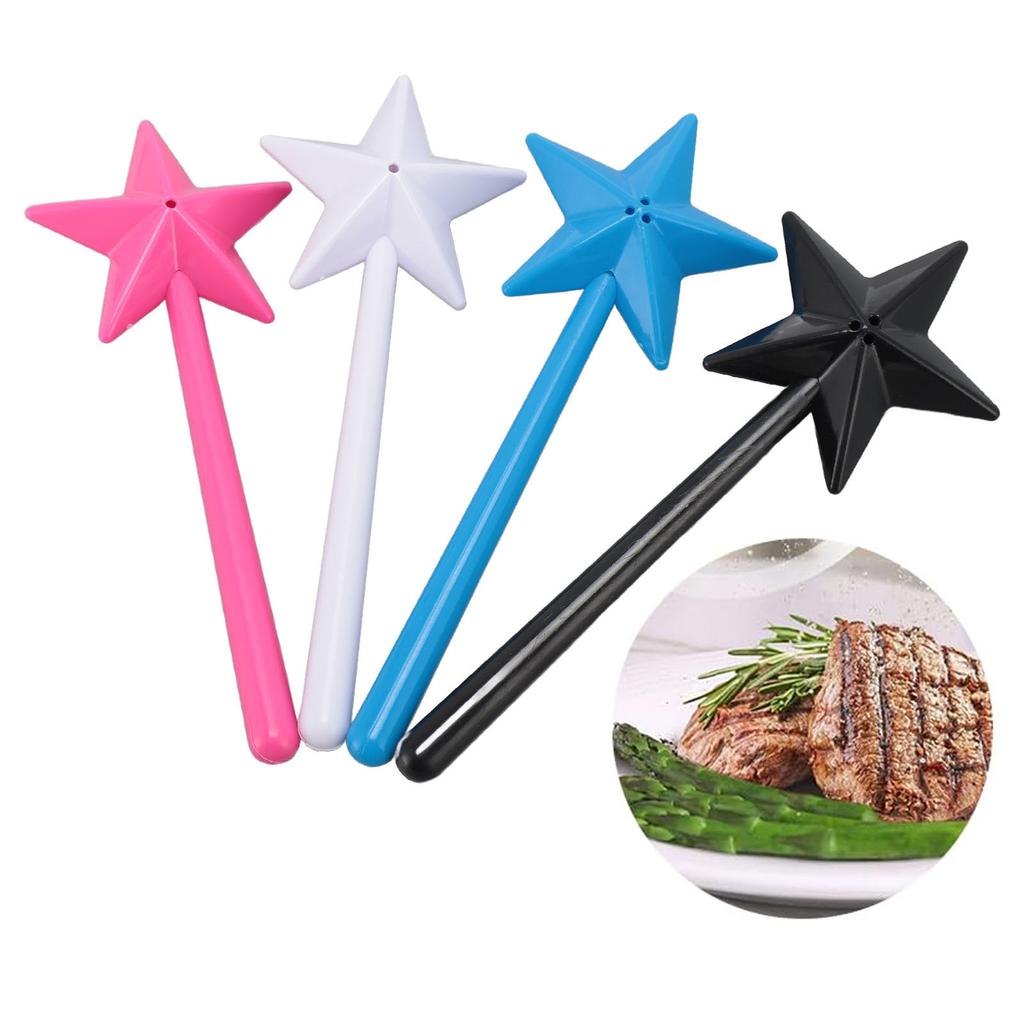 Stick de sare drăguț în formă de stea Multifuncțional reîncărcabil portabil cu 3 găuri mici Baghetă de sare pentru piper negru