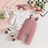Floral Long Sleeve Bodysuit & Animal Corduroy Overalls Set for Baby Girls