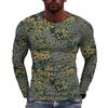 Men's Camouflage Printed Long Sleeve T-shirt European Size Casual round Neck Top Trendy Autumn Wear
