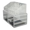 Clear Vanity Makeup Organizer Stackable Cosmetic Storage Display Case with 2pcs Drawers and Tray For Makeup Brushes