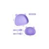 Qshare Suction Baby Plate and Bowl Set with Fork Spoon,Non Slip Toddler Divided Placemat,BPA Free Silicone Feeding Set for Babies Toddlers Kids