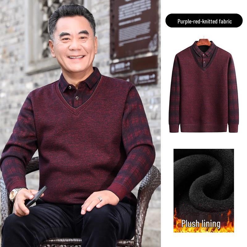 Men s Faux Two-Piece Sweater L