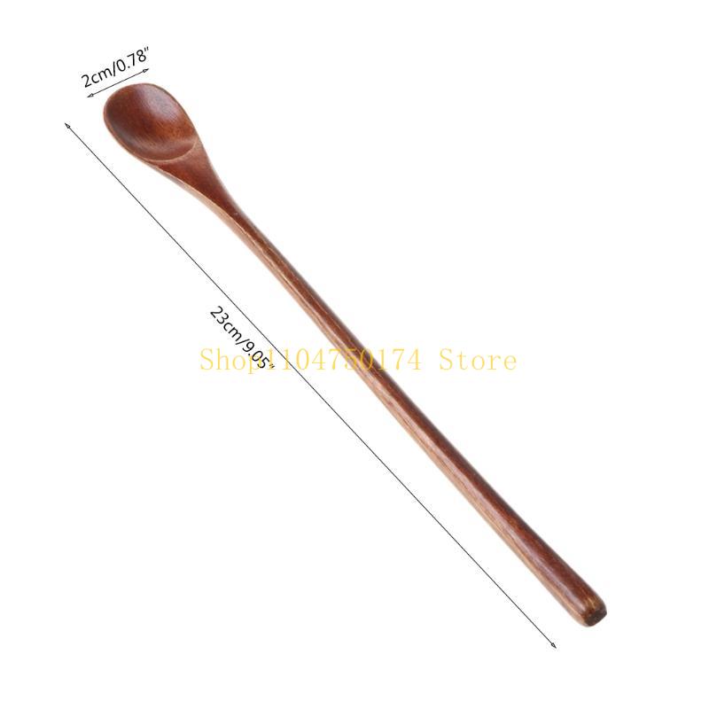 Natural Wooden Spoon Coffee Tea Cooking Dining Utensil Retro Long Handle Cutlery Top Sale