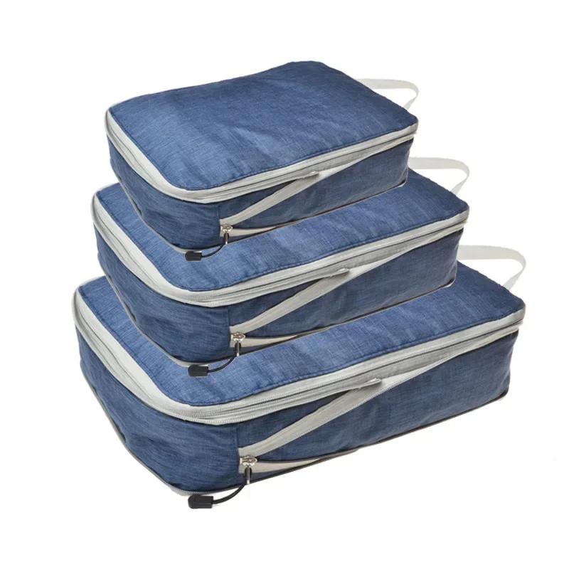 Luggage Organizer Set Travel Compression Packing Cubes Suitcase Zipper Foldable Storage Bag for Clothes Shoes Accessories