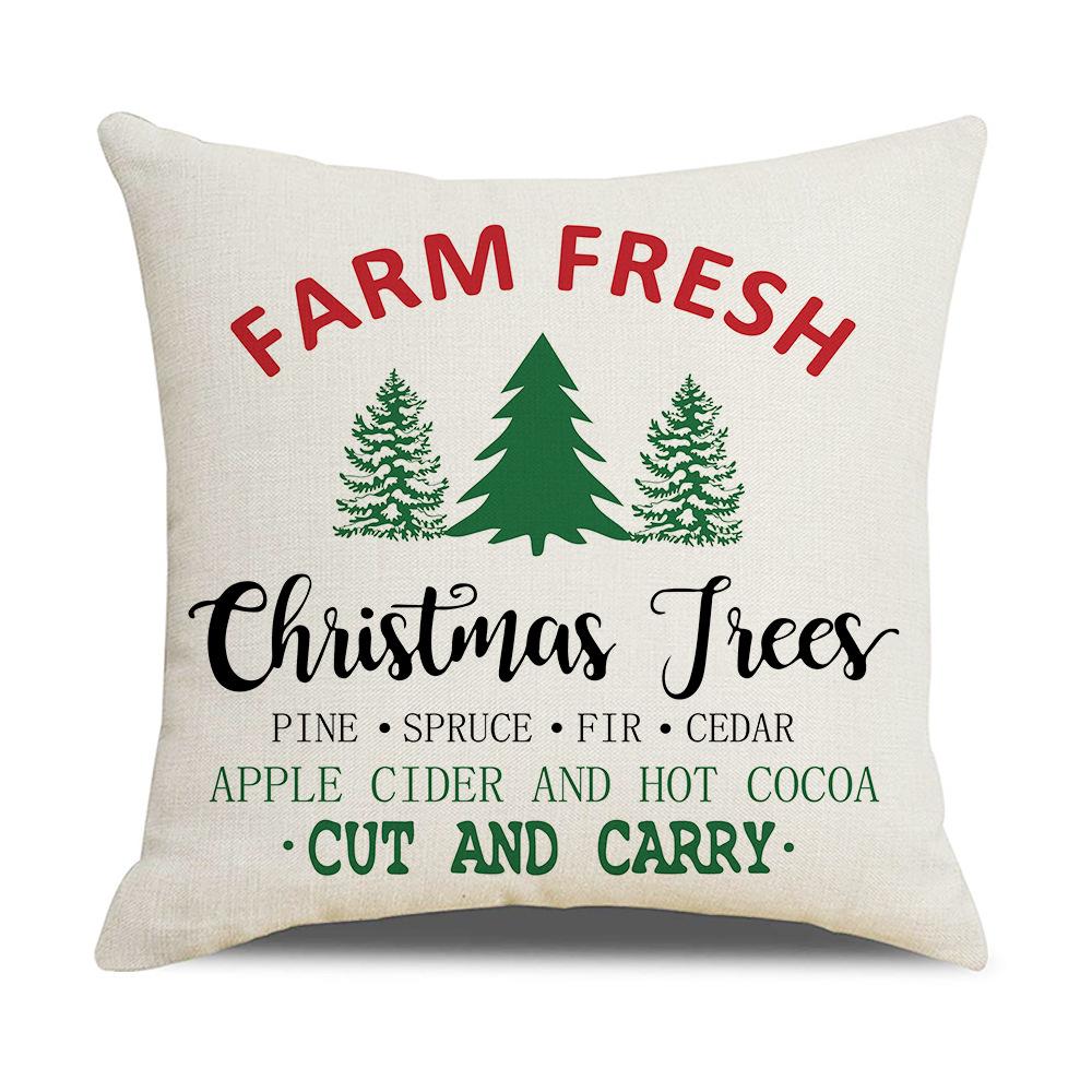 Cartoon Printed Linen Pillow Cover Home Christmas Series Sofa Cushion Cover Cushion Cover