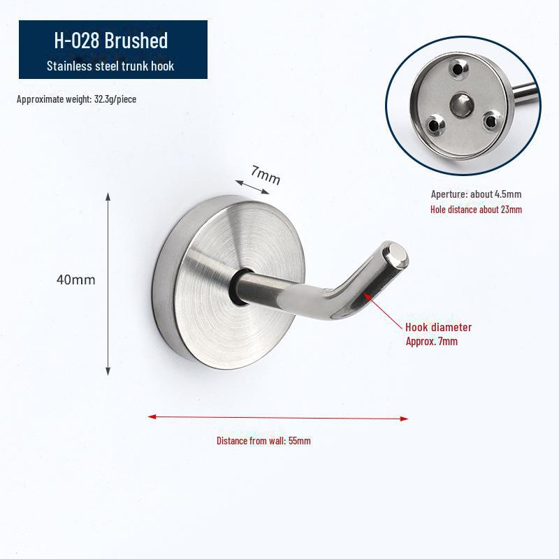 Black Stainless Steel Wall-Mounted Hook for Bathroom, Kitchen, or Door