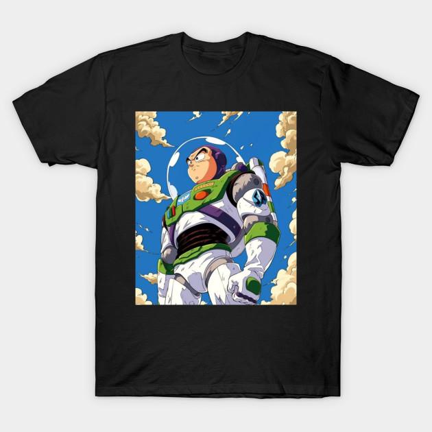 

Men Black Print T-shirt Buzz Lightyear Anime Warrior – Epic Sky Battle Pose No-Cut Transfer Paper Print Cotton Tshirt XL чёрный