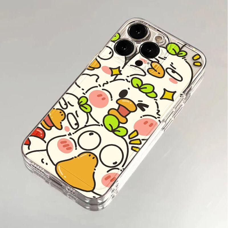 Full Screen Cute Little White Duck Suitable for iPhone17promax Apple 16 Mobile Phone Case 14/13 Transparent 15 All-inclusive X