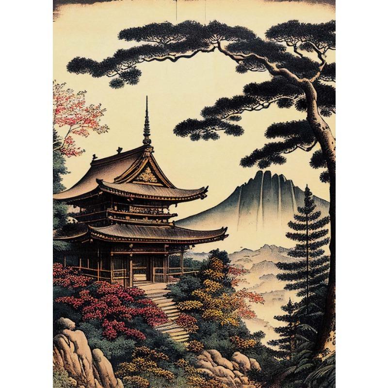Vintage Japanische Porträt- und Landschaftsposter Geisha Samurai Tempel Narzissen Leinwandmalerei Wandkunst Bild Heimdekor