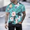 Women Short Sleeve Crew Neck T Shirt White Pink Blue Yellow Tropical Palm Leaf Print Top