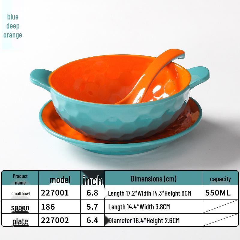 A5 Melamine Porcelain-Style Dessert Bowls: Creative Double-Ear Set for Sweets, Soup, Shaved Ice, and Snacks