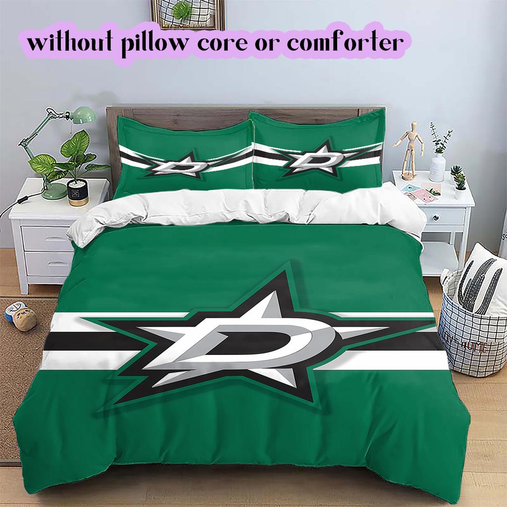 Ice Hockey Logo Pattern Bedding Quilt Set Quilt Cover Pillowcase Home Decoration Birthday Gift (1*duvet Cover+ 2*pillowcase, Without Core)