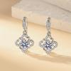 Korean Style Four-Leaf Clover Zirconia Earrings - Simple & Elegant for Women