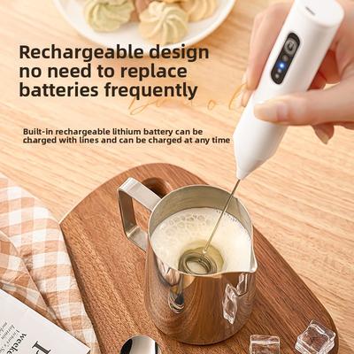 MINI Milk Frother USB Rechargeable 3 Speeds Foam Maker Coffee Whisk Mixer Electric Handle Blender Egg Beater Hot Cooking Tools