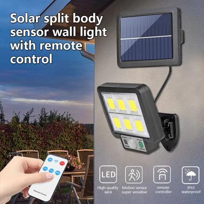 COB LED Solar Light Outdoor PIR Motion Sensor Solar With Remote Control IP65 Waterproof 3 Modes Wall Emergency Street Light