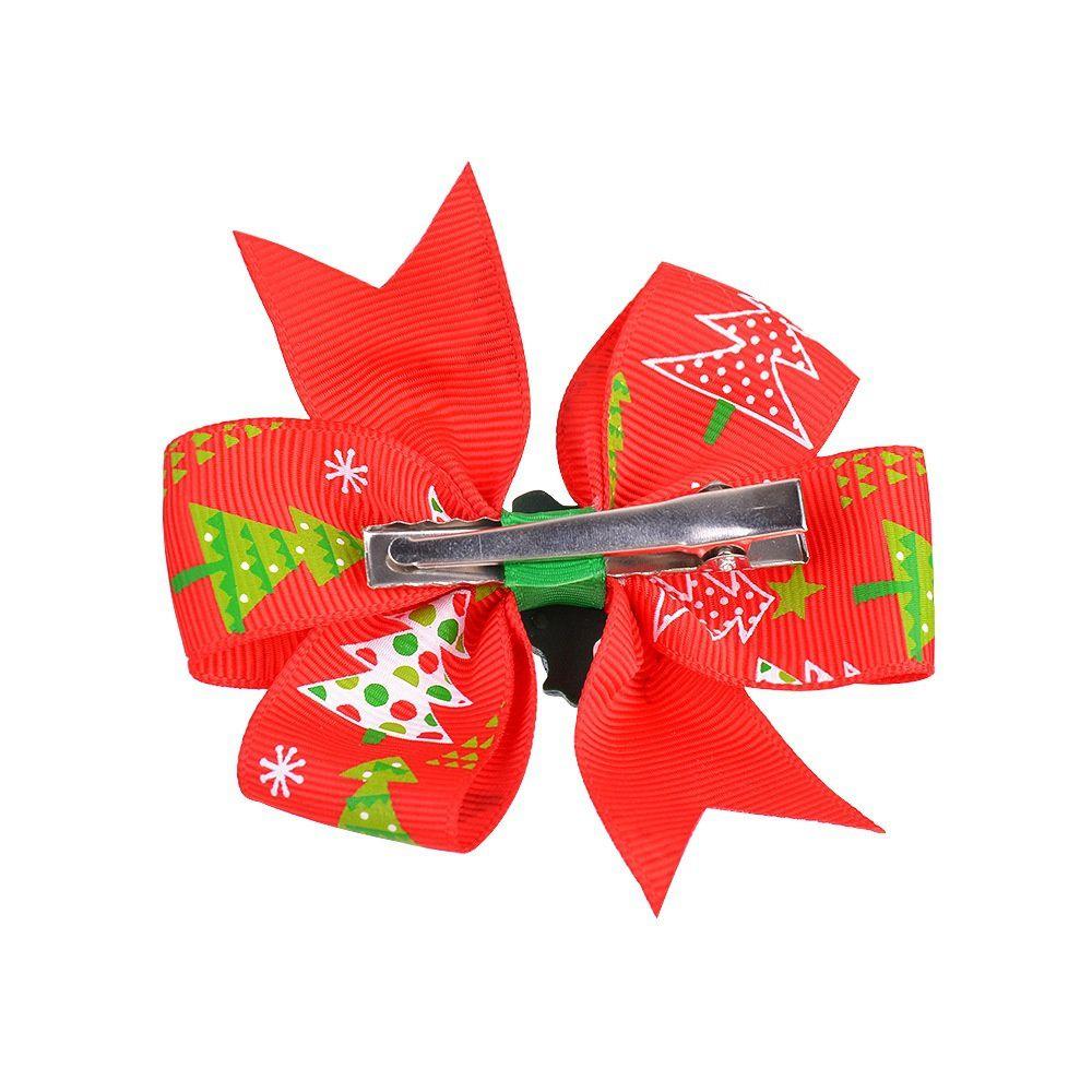 Christmas Barrettes Hair Accessories Printed Hair Clip Christmas Hair Bow For Kids Girls With Clip