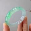Myanmar Jade Bracelet: Old Pit Ice Seed Style, Zheng Yang Green Floral Design, Women's Concubine Bracelet.