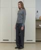 MA JOURNEE Leather Straight Pants_Navy