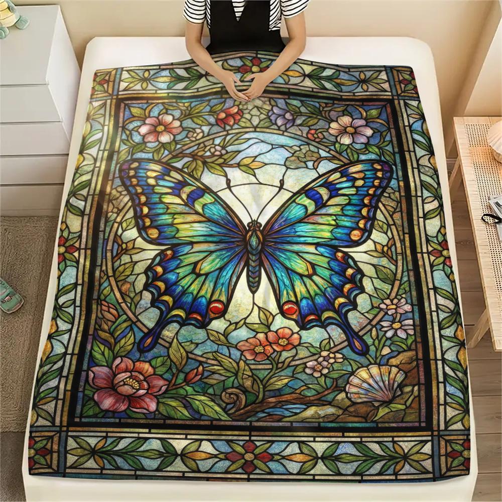 

Butterfly Decoration Print Flannel Blanket, High quality Comfortable for All Seasons, Home Decor, Warmth and Comfort, Perfect for Christmas Gifts34 80cm x 120cm