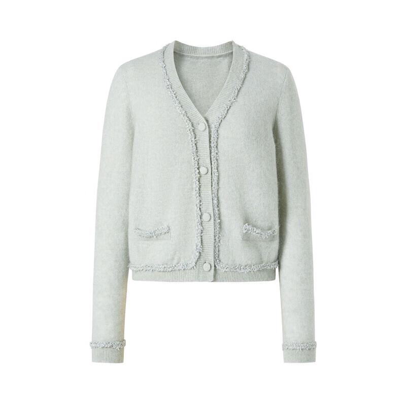 Jiu Zi Anna Kou Women's Elegant V-Neck Mohair Cardigan