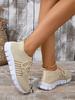 Fashion New Women Casual Flats Ladies Sport Shoes Woman Slip on Lace-Up Shoes All Color Chunky Sole Fashion Fly Knitting Mesh Shoes