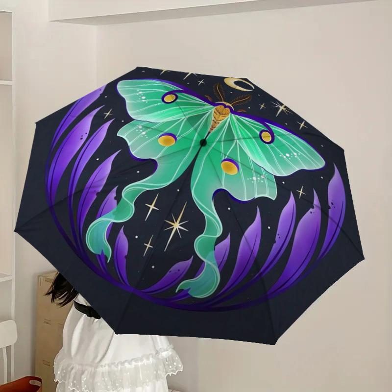 1pc Moonlit Luna Butterfly Umbrella with Plastic Handle,Suitable for All Seasons Home Travel Outdoor UmbrellaDD1525