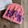 Y2K Letter Fluffy Plush Beanies For Men Women Auutmn Winter Knit Hip Hop Cap Male Soft Outdoor Warm Skullies Ski Hat Bonnet Girl