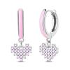 Luxury 925 Silver Pink Bowknot Stud Earrings Diamond Flower Heart Hoop Earrings for Women Sweet Fine Jewelry Gift