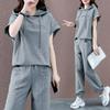 Plus Size Women's Fat Sister Summer Loose and Thin Casual Sports Suit Fashion Hooded Two-piece Suit