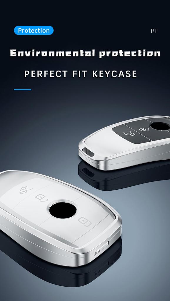 TECART Key Fob Cover for Mercedes-Benz Aluminum Alloy Key Case Protector for E-Class, S-Class,