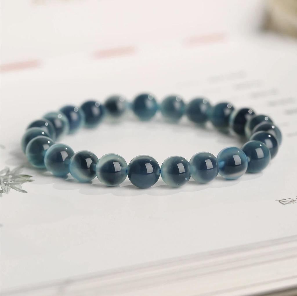 Bracelet de Perles en Agate Naturelle et Cristal Autrichien - Bijou Vintage Haut de Gamme pour Femme